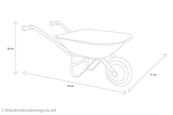 Het formaat van de Loady kinderkruiwagen.